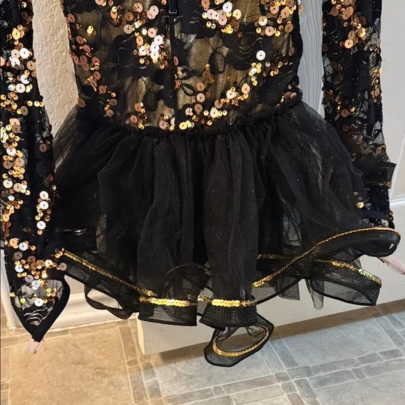 Sequin Embellished Black and Gold Top with Shorts